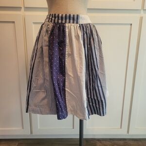 Boden Blue And White Stripe And Polka Dot A Line Skirt Size 14